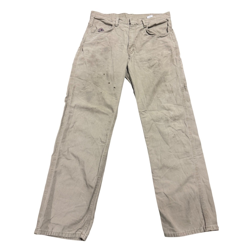 Bulwark FR Khaki Flame Resistant Work Pants CAT2 NFPA 2112 Mens 33x32 Tan